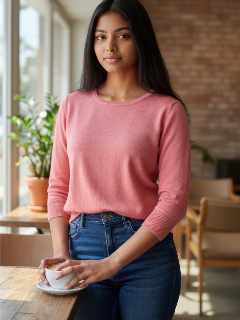 Banana Republic Pink Silk Cotton Spandex Knit Sweater - Size XS